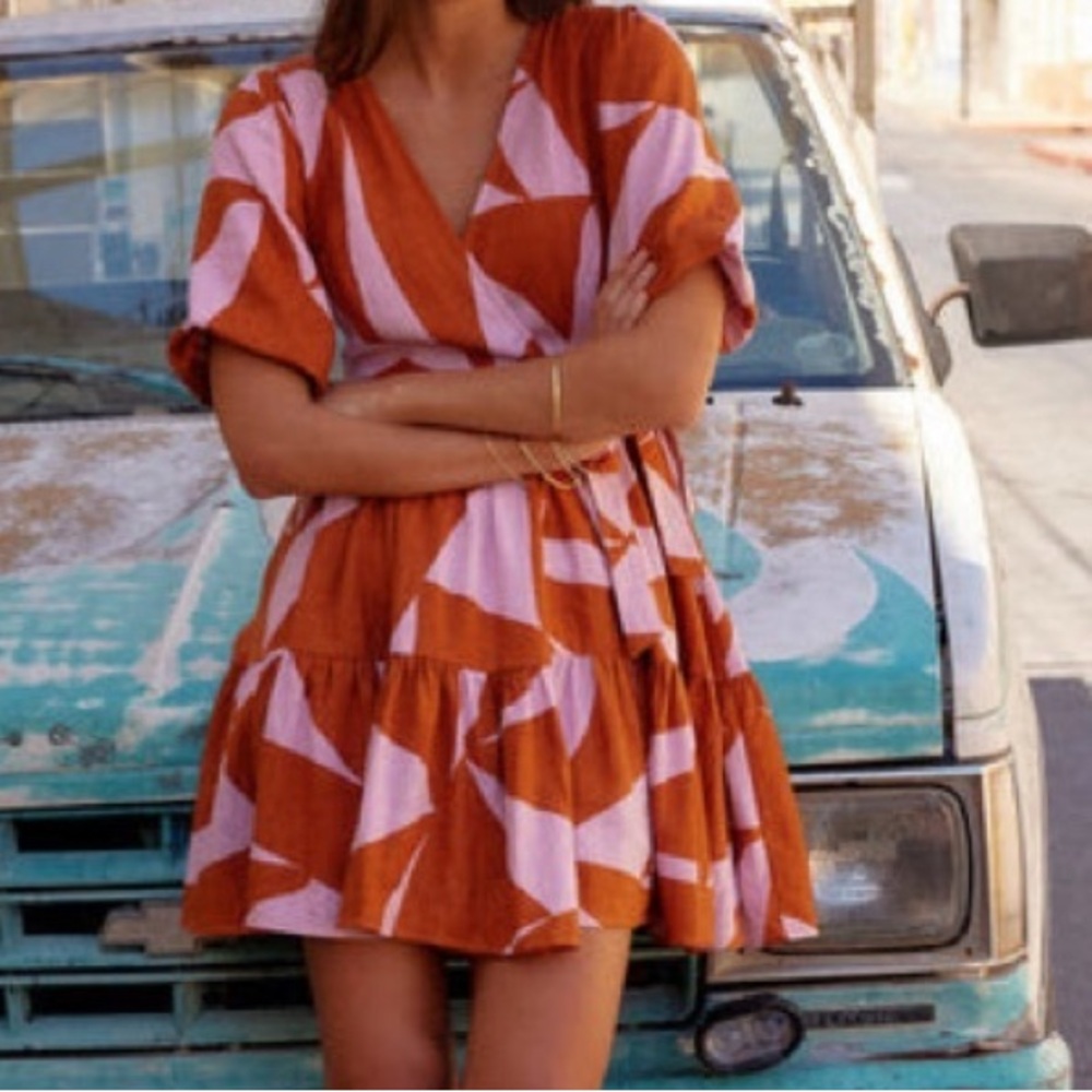 Mister Zimi Orange and Pink Mini Dress